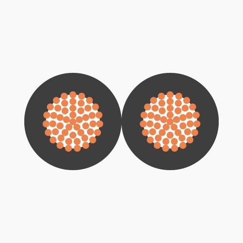 Cross-section of VCmD - 300/500V flat flexible twin wire