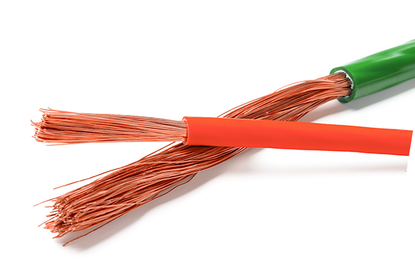 Red and blue PVC insulated copper cables