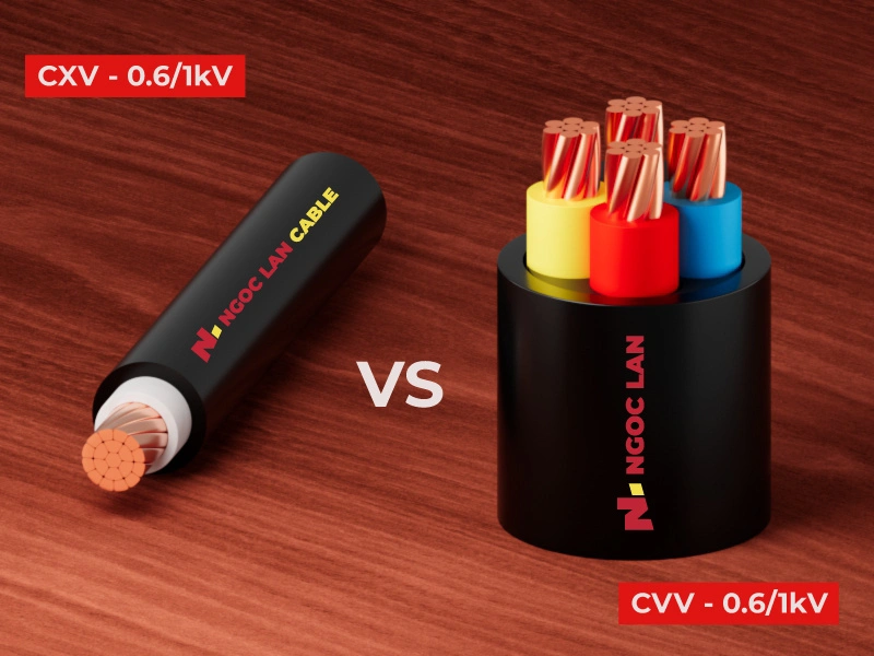 hình so sánh 2 loại cáp CVV và CXV của Ngoc Lan Cable