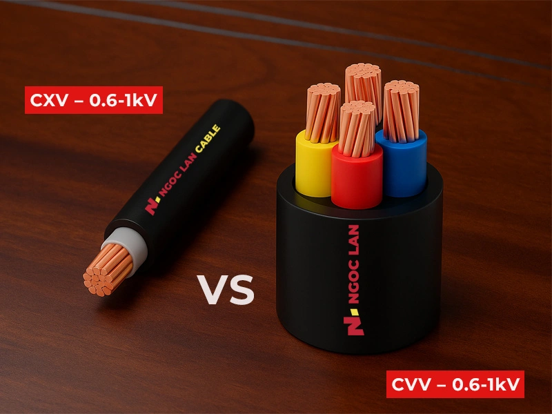 Illustration comparing 2 types of electrical cables CVV and CXV Ngoc Lan Cable