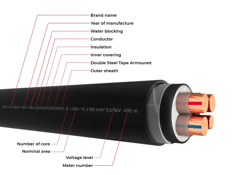 Illustration of reading detailed electrical wire symbols from Ngoc Lan Cable