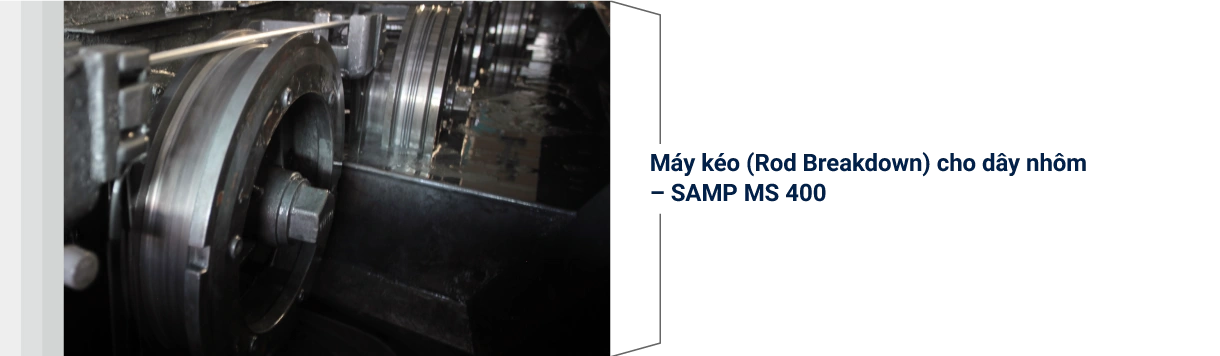 Bên trong máy kéo Rod Breakdown cho dây nhôm được sử dụng tại Ngoc Lan Cable