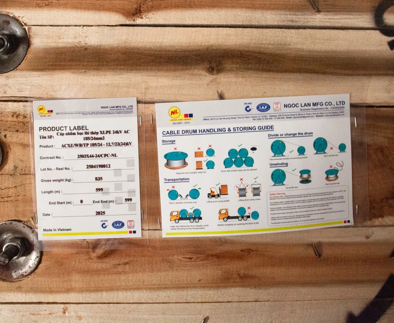 2 adhesive labels for electrical cable reels