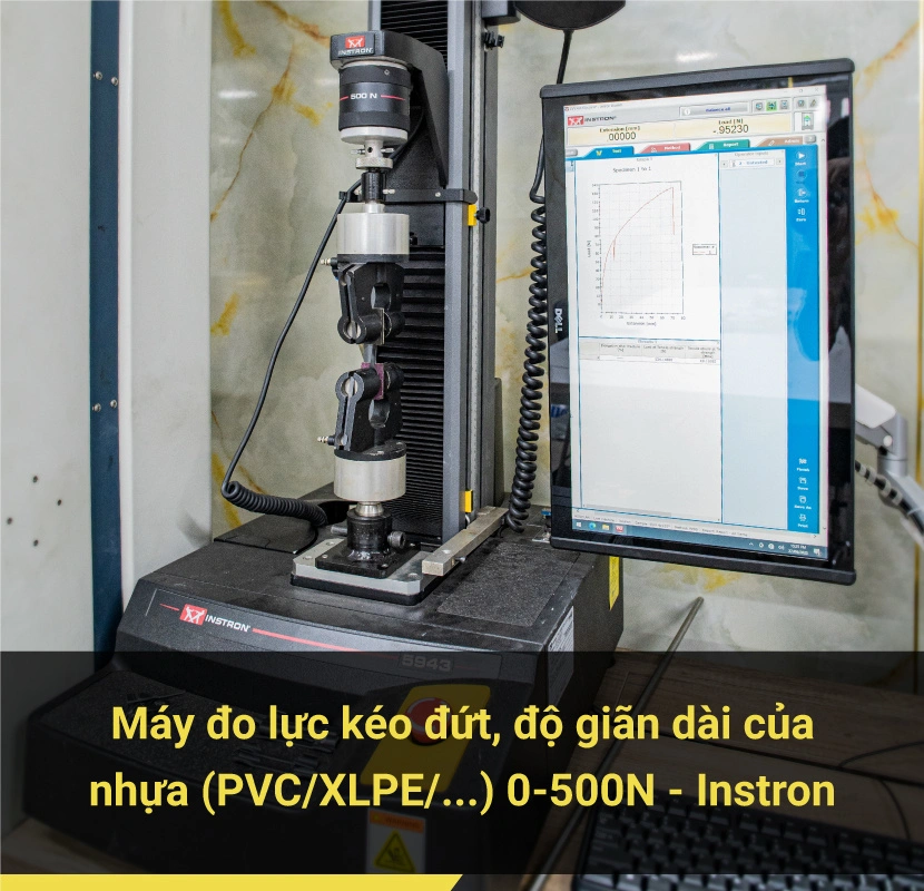 Ngoc Lan Cable dùng máy Instron test độ bền nhựa làm dây cáp điện