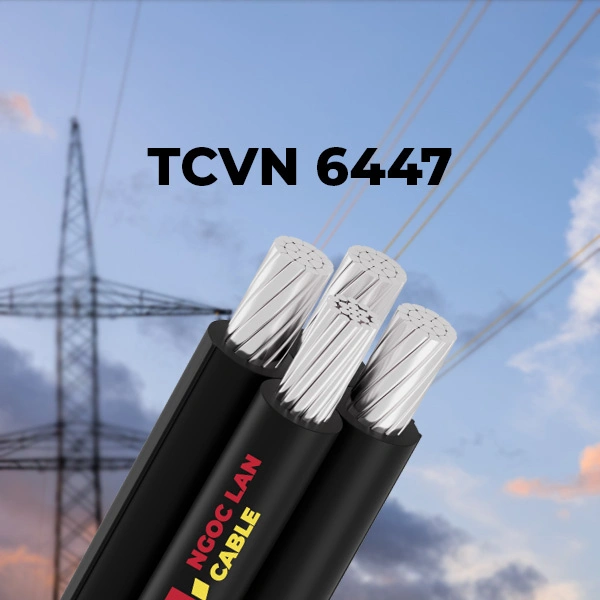 Cáp nhôm vặn xoắn 4 lõi cán nén, cách điện XLPE, tiêu chuẩn TCVN 6447